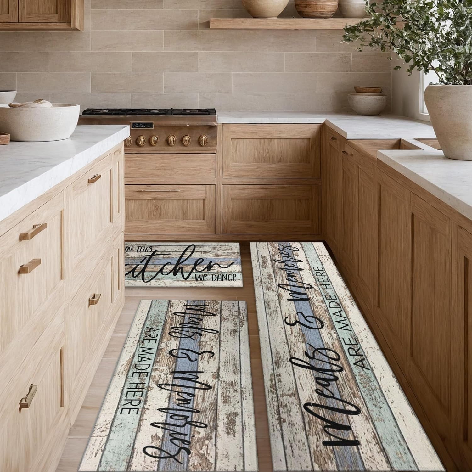 Kitchen Rug Sets of 3 Piece Non Slip Kitchen Rugs and Mats Washable Kitchen M