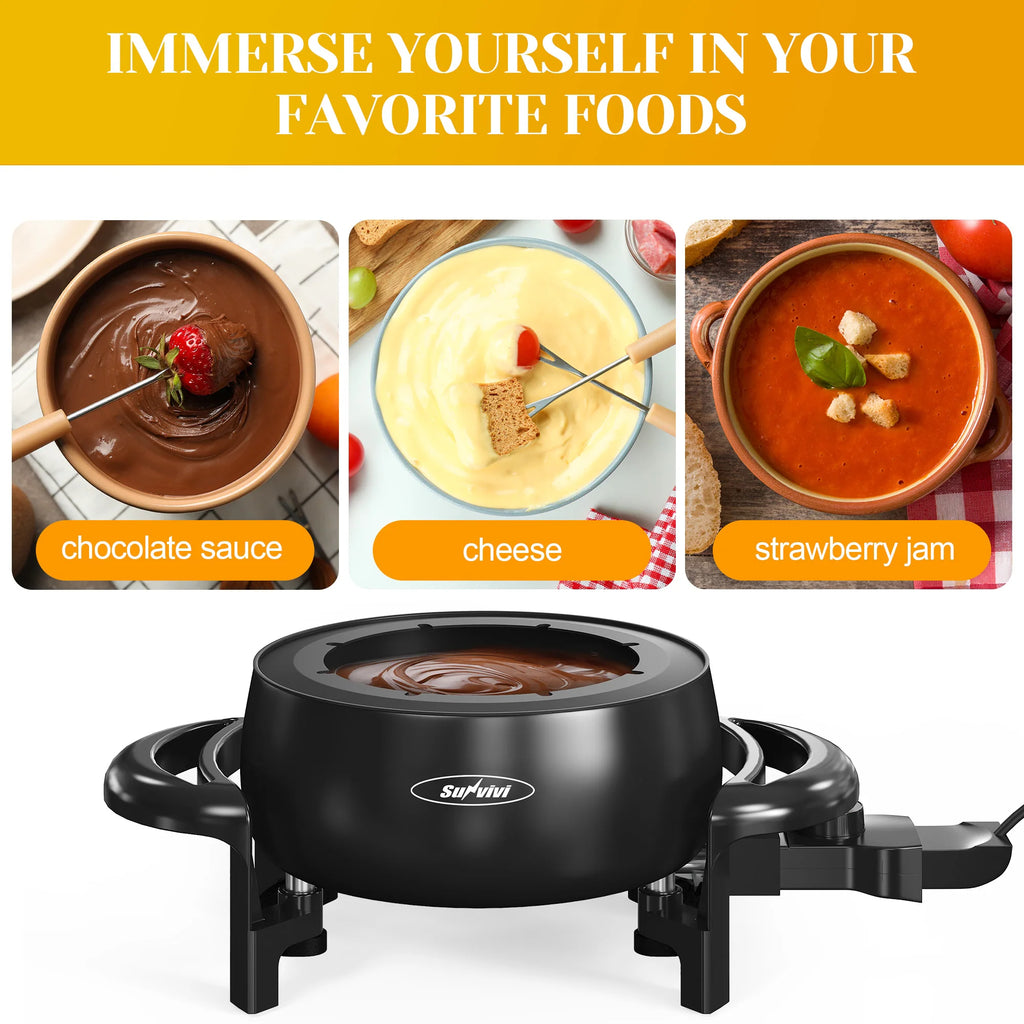 3 QT Electric Fondue Pot Set for Melting Chocolate Cheese