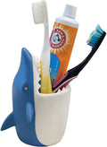 Kids Toothbrush Holder Toothbrush Organizer – Durable Silicone Animal Tooth Brush Holder – Easy to Clean Toothbrush and Toothpaste Holder – Toothbrush Holders for Bathrooms by Lily’S Home - Shark