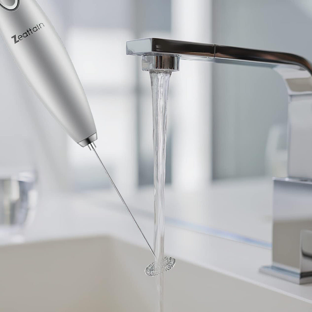 Milk Frother Handheld Mixer, Battery Operated Electric Whisk Foam Maker for Cappuccino,Latte,Coffee,Matcha & More - Sliver