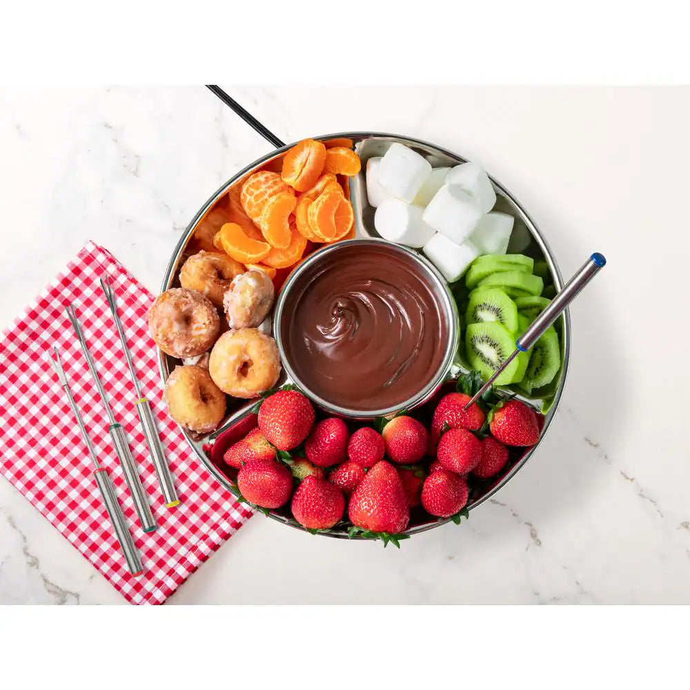 10 Oz. Electric Fondue Pot Set with Forks in Stainless Steel