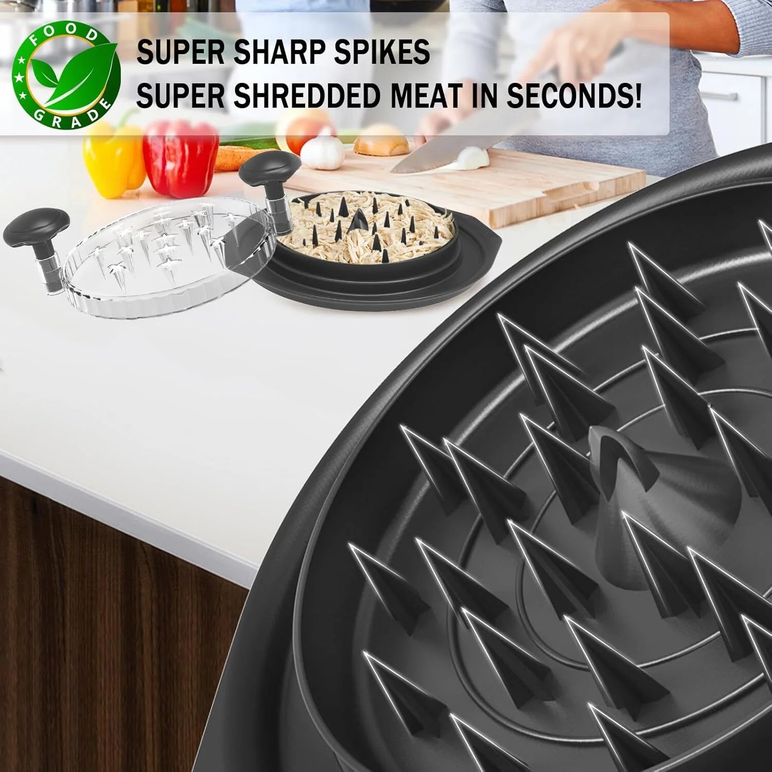 Chicken Shredder Large Chicken Breast Shredder Tool Twist, Visible Meat Shredder Machine, Anti-Slip Strip, Ergonomic Handle, BPA Free, Dishwasher Safe, Suitable for Pork Beef Chicken(Black)