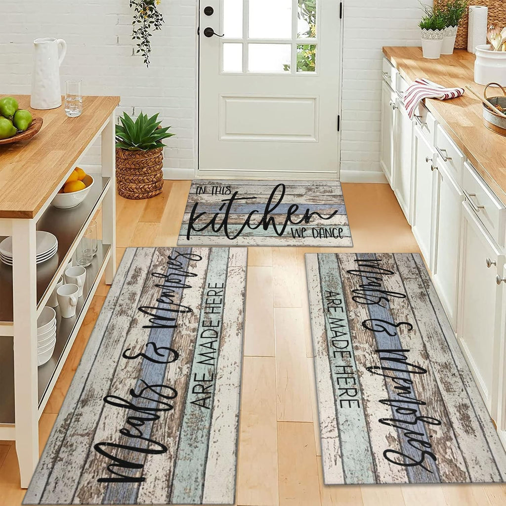 Kitchen Rug Sets of 3 Piece Non Slip Kitchen Rugs and Mats Washable Kitchen M