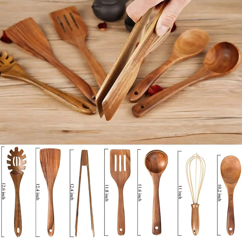 Premium Wooden Cooking Utensils 7 Sets