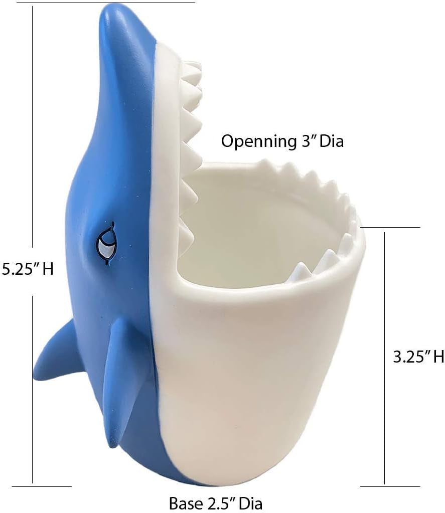 Kids Toothbrush Holder Toothbrush Organizer – Durable Silicone Animal Tooth Brush Holder – Easy to Clean Toothbrush and Toothpaste Holder – Toothbrush Holders for Bathrooms by Lily’S Home - Shark