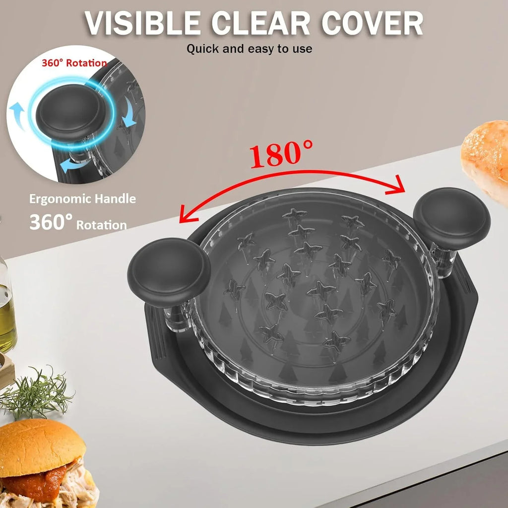 Chicken Shredder, 10.8" Visible Chicken Breast Shredder Tool Twist, Large Meat Shredder Machine - Ergonomic Handle, Dishwasher Safe, Anti-Slip, Cleaning Brush, Heat Resistant, BPA Free