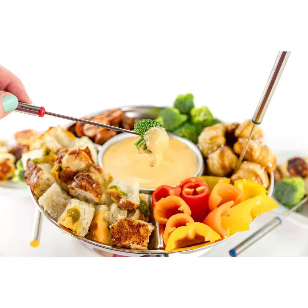 10 Oz. Electric Fondue Pot Set with Forks in Stainless Steel