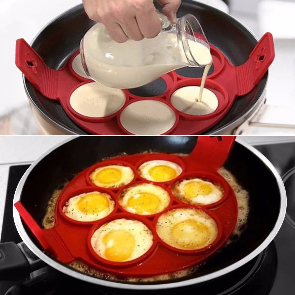 Egg Pancake Maker Nonstick Cooking Tool round Heart Pancake Maker Egg Cooker Pan Flip Eggs Ring Mold Kitchen Baking Omelet Mould