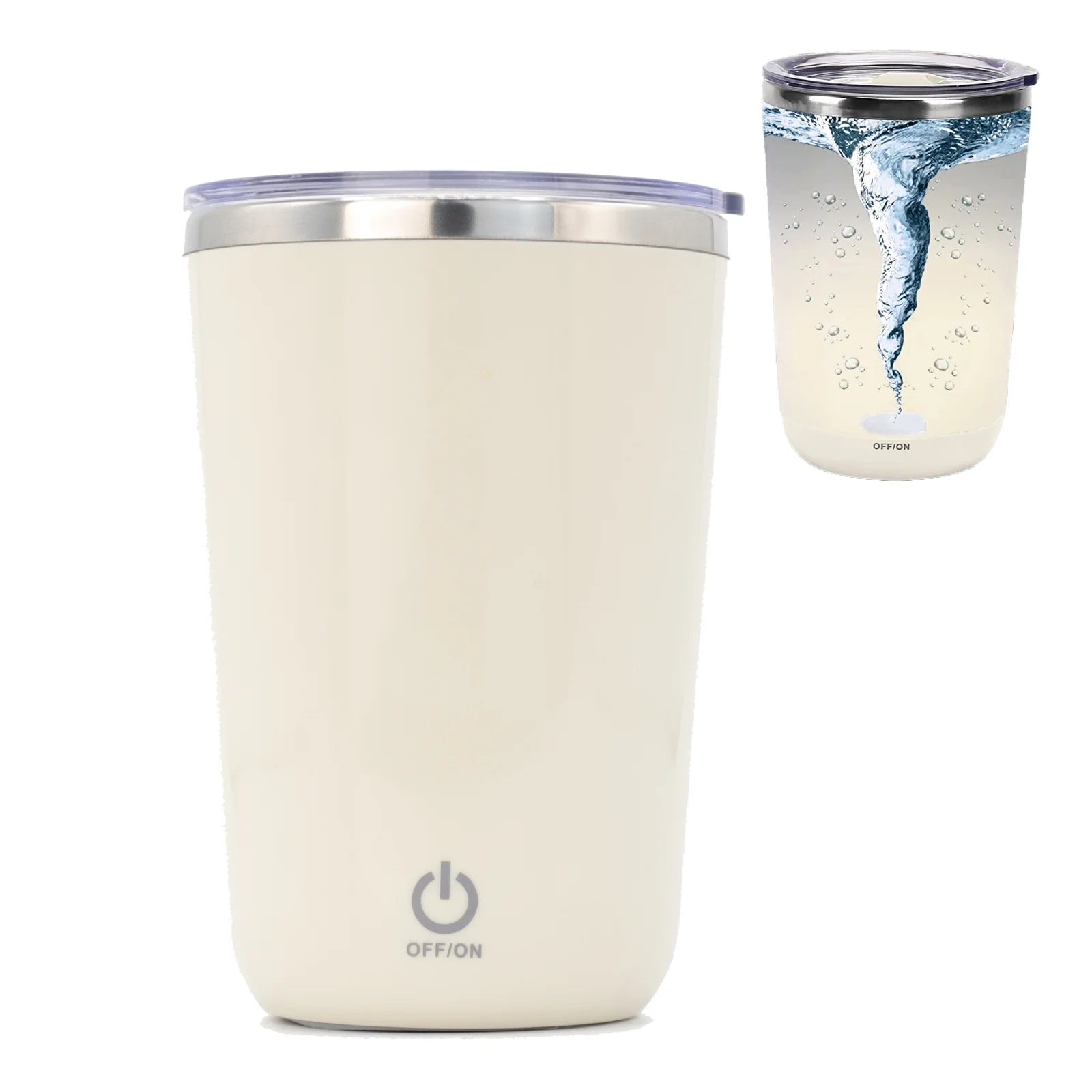 Rechargeable Self Stirring Mug - Magnetic Electric Auto Mixing Stainless Steel Cup for Office/Kitchen/Travel/Home Coffee/Tea/Hot Chocolate/Milk-410 Ml/13.9 Oz(Beige)