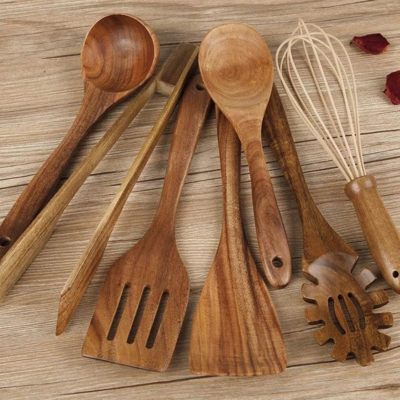 Premium Wooden Cooking Utensils 7 Sets