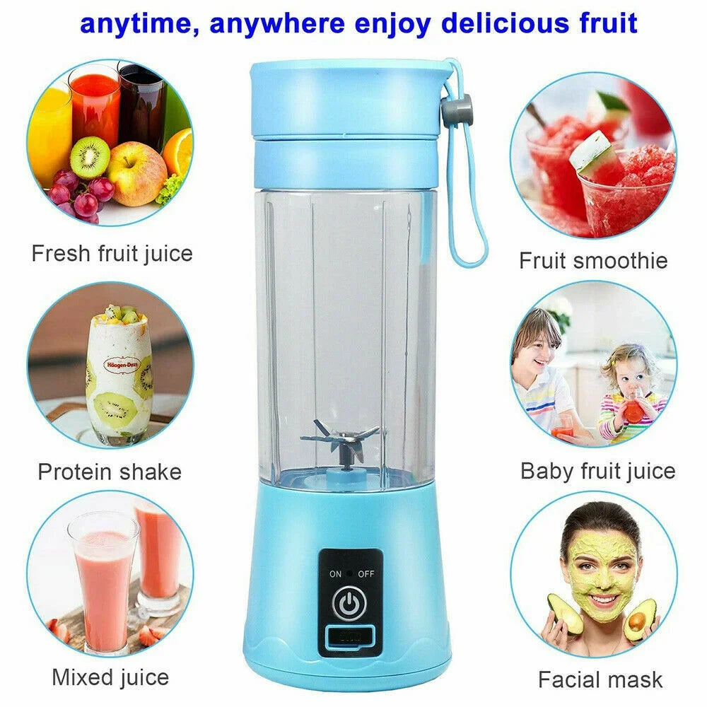 Portable Blender USB Rechargeable Personal Juicer Cup Small Fruit Juice Mixer for Shakes and Smoothies