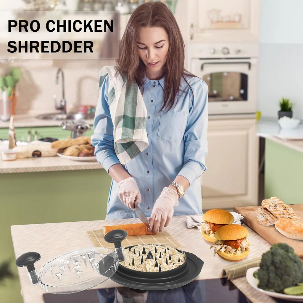 Chicken Shredder Large Chicken Breast Shredder Tool Twist, Visible Meat Shredder Machine, Anti-Slip Strip, Ergonomic Handle, BPA Free, Dishwasher Safe, Suitable for Pork Beef Chicken(Black)